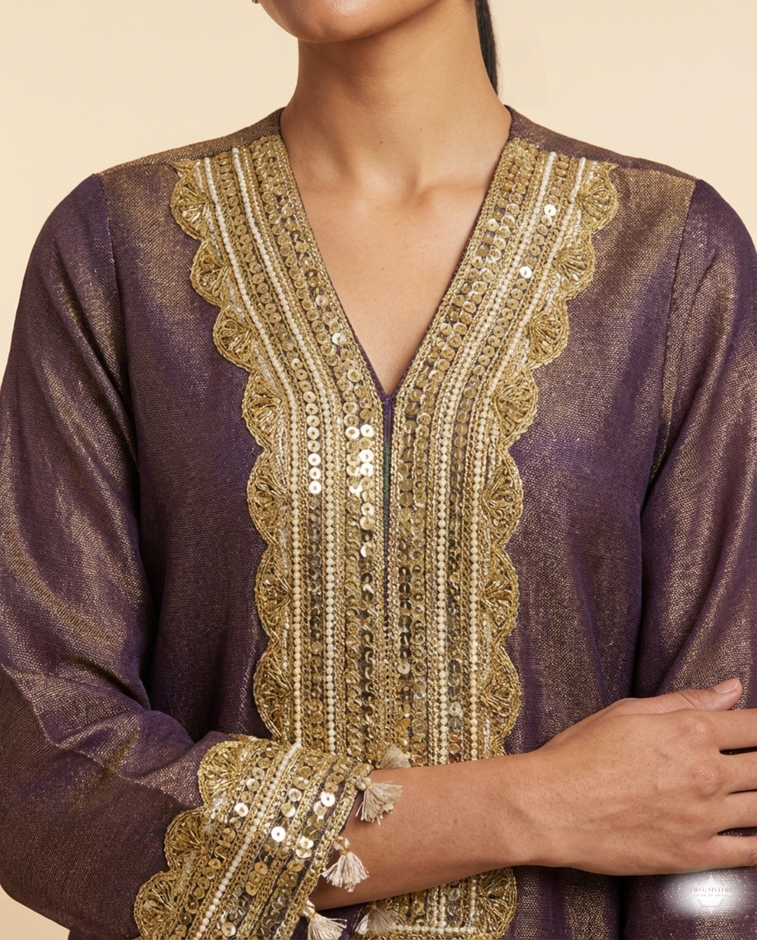 Royal Plum Hand-Embellished Farshi Salwar Set