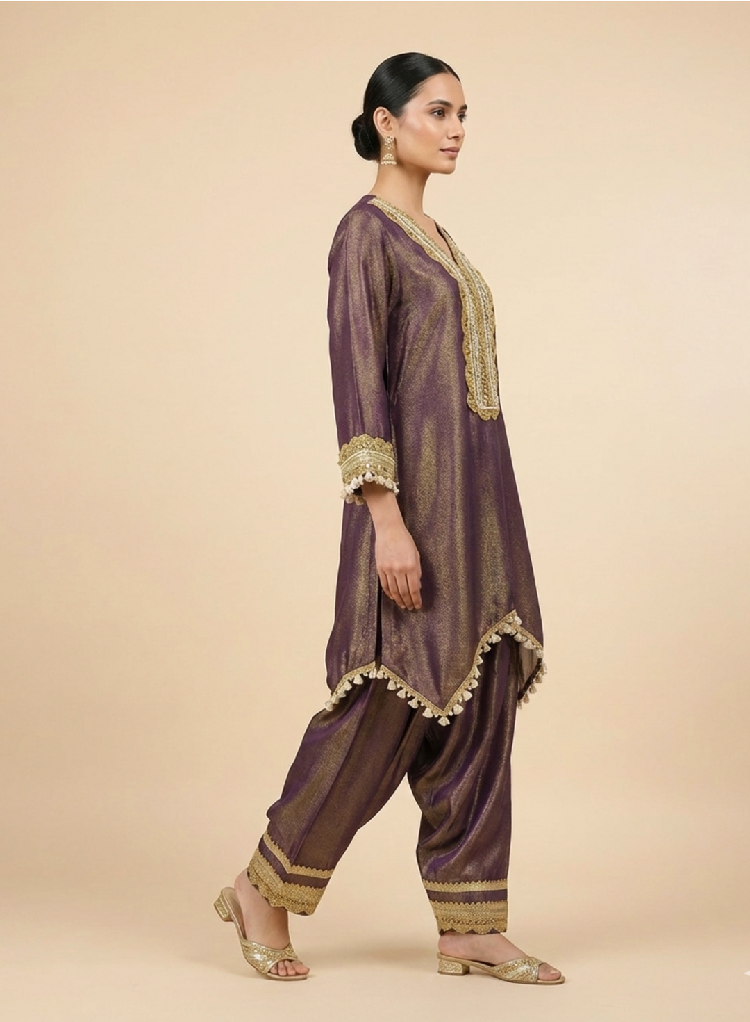 Royal Plum Hand-Embellished Farshi Salwar Set