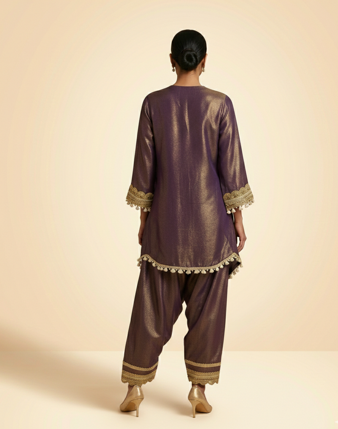 Royal Plum Hand-Embellished Farshi Salwar Set