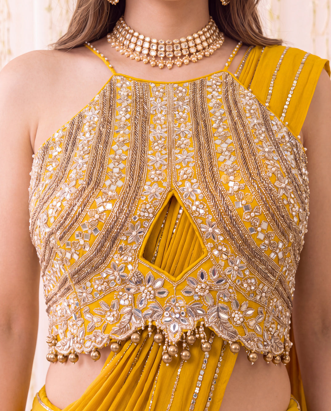 Pila Gul-Haldi yellow with gold accents Lehenga Set