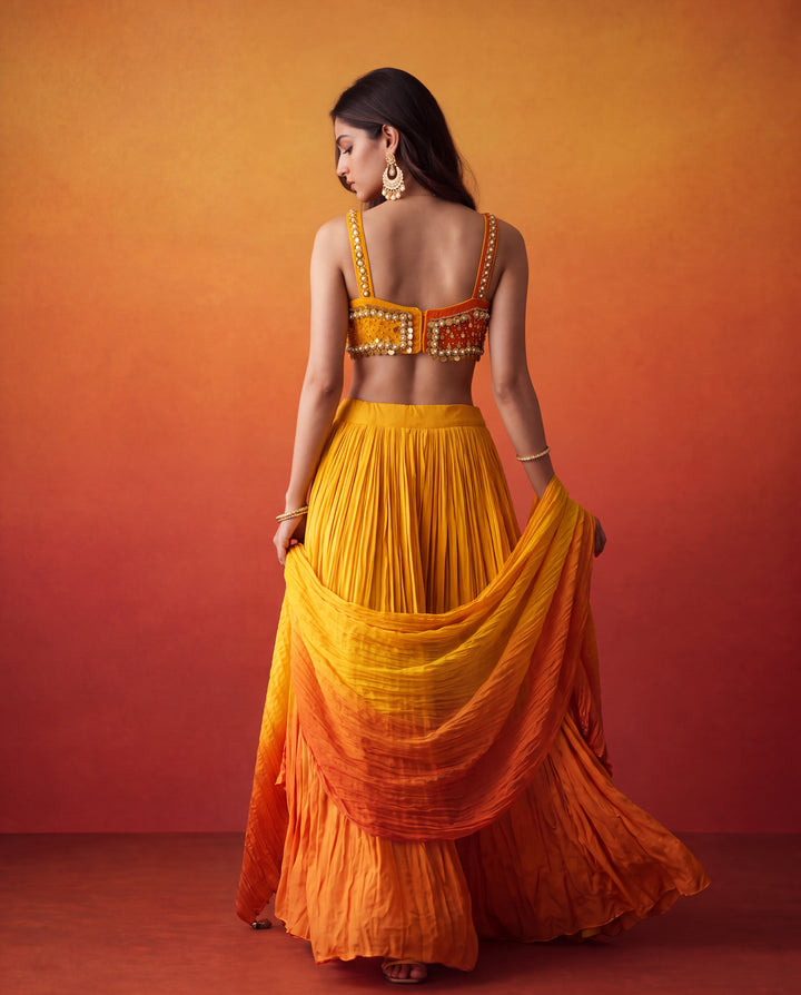 Dual-Tone Sunset Ombre Lehenga Set