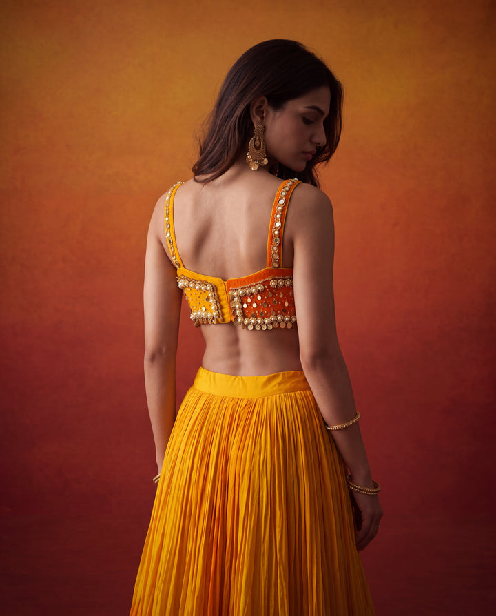 Dual-Tone Sunset Ombre Lehenga Set