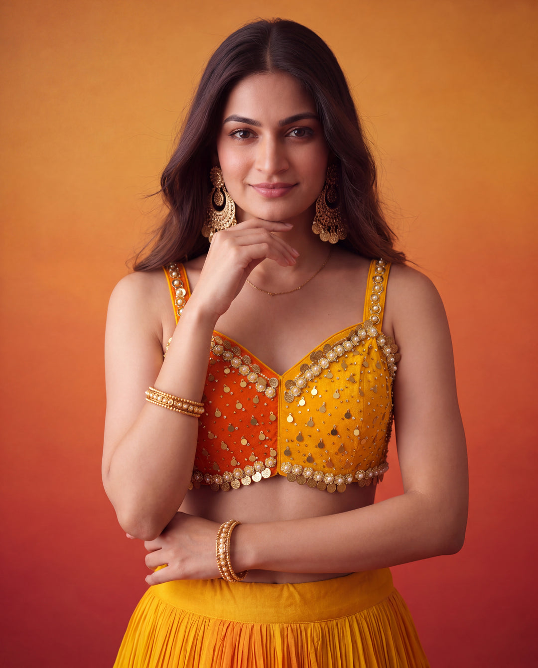 Dual-Tone Sunset Ombre Lehenga Set