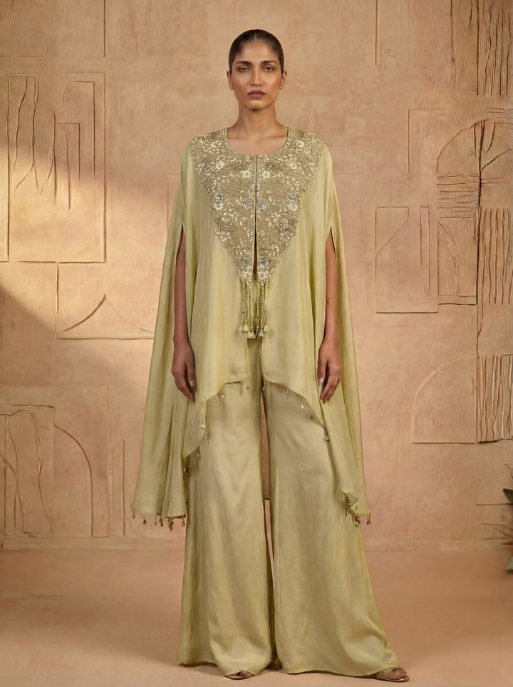 Pearl Cascade Embellished Cape Set