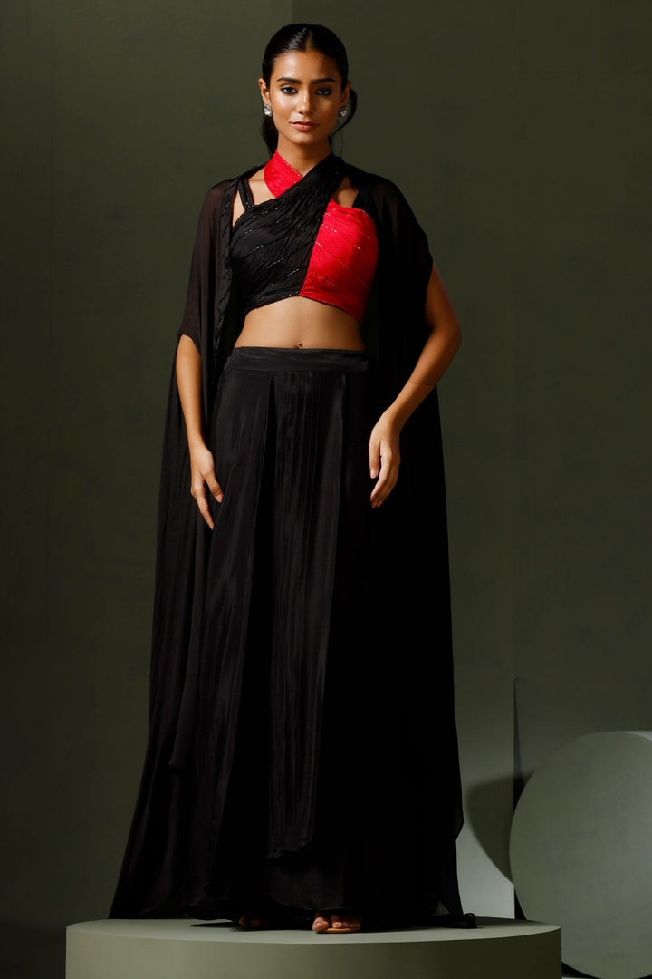 Red and Black Cape Set