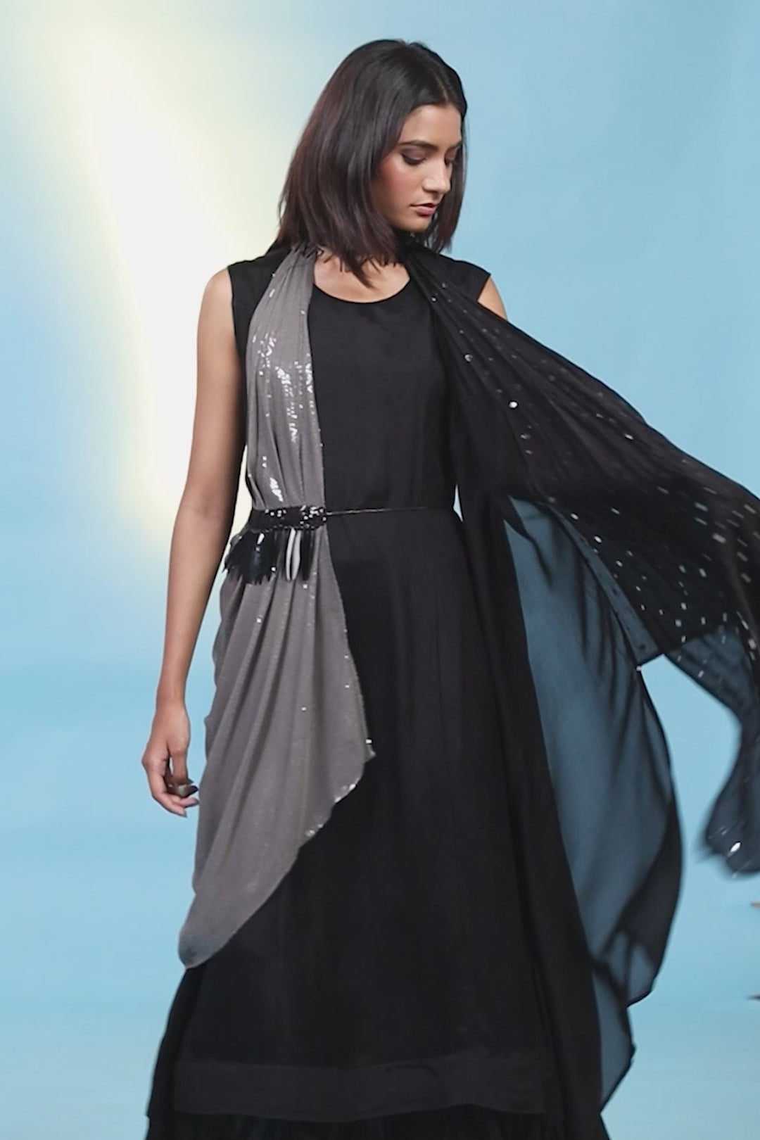 The  Black Cape Set Dress