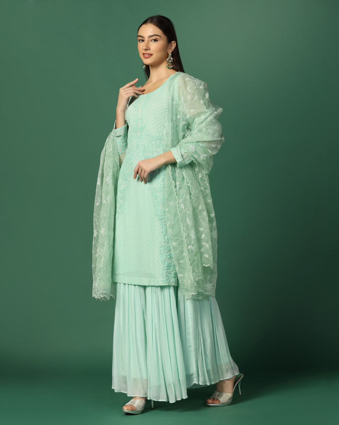 Pista Green Sharara Set Gyans Pista Green Sharara Set Gyans