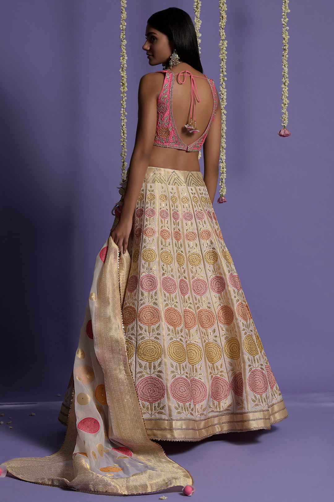 Ivory Banarasi Silk Lehenga Set