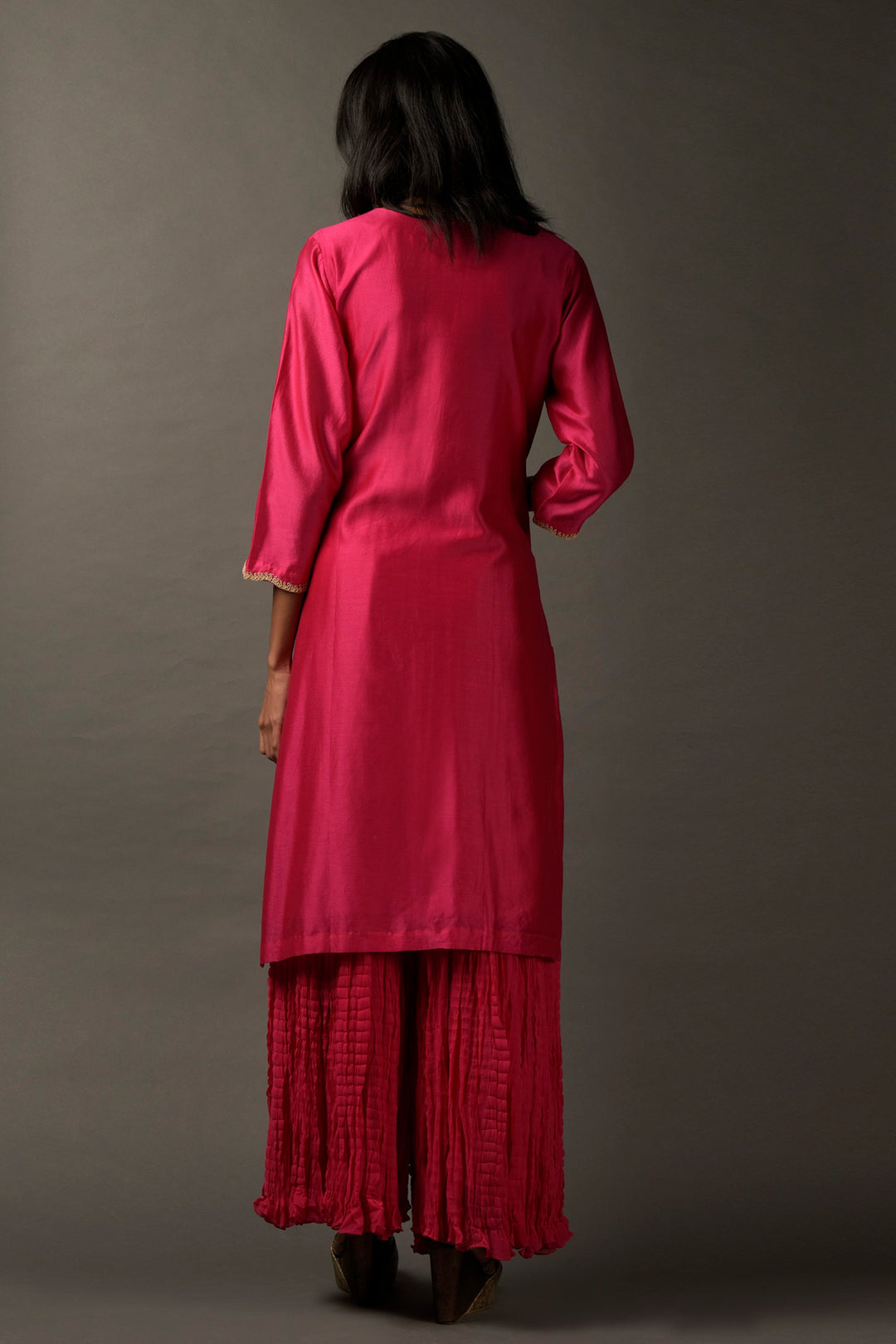 Hot Pink White Thread Suit Set