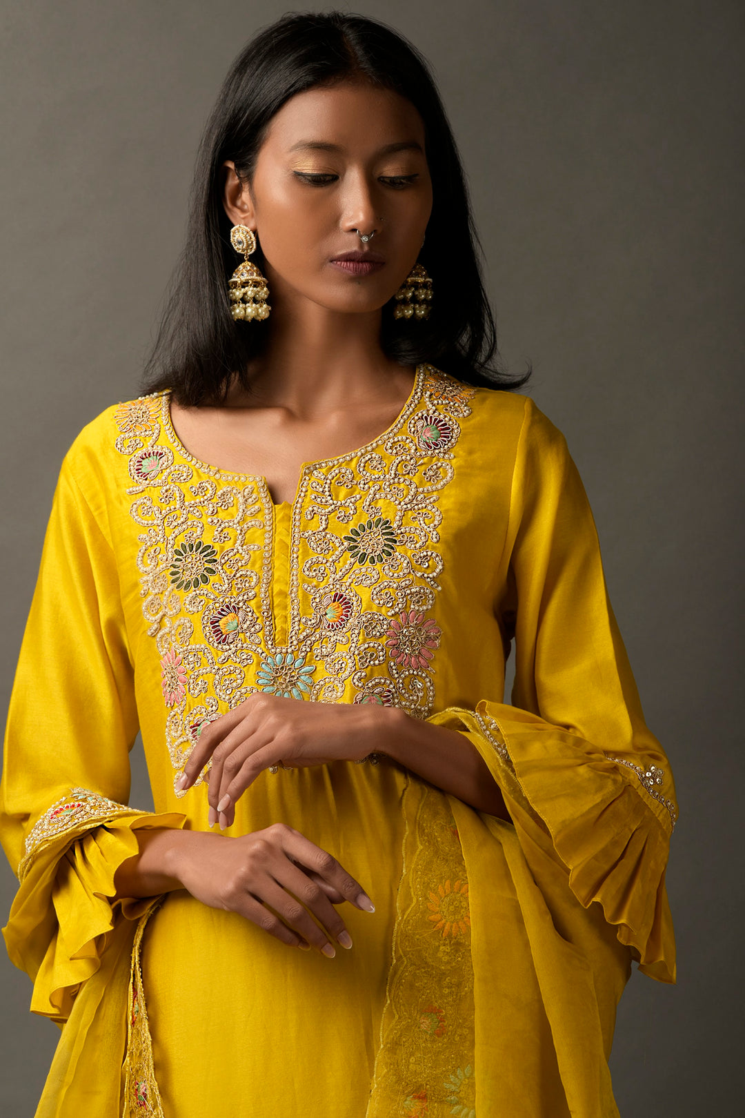 Haldi Chanderi Suit Set