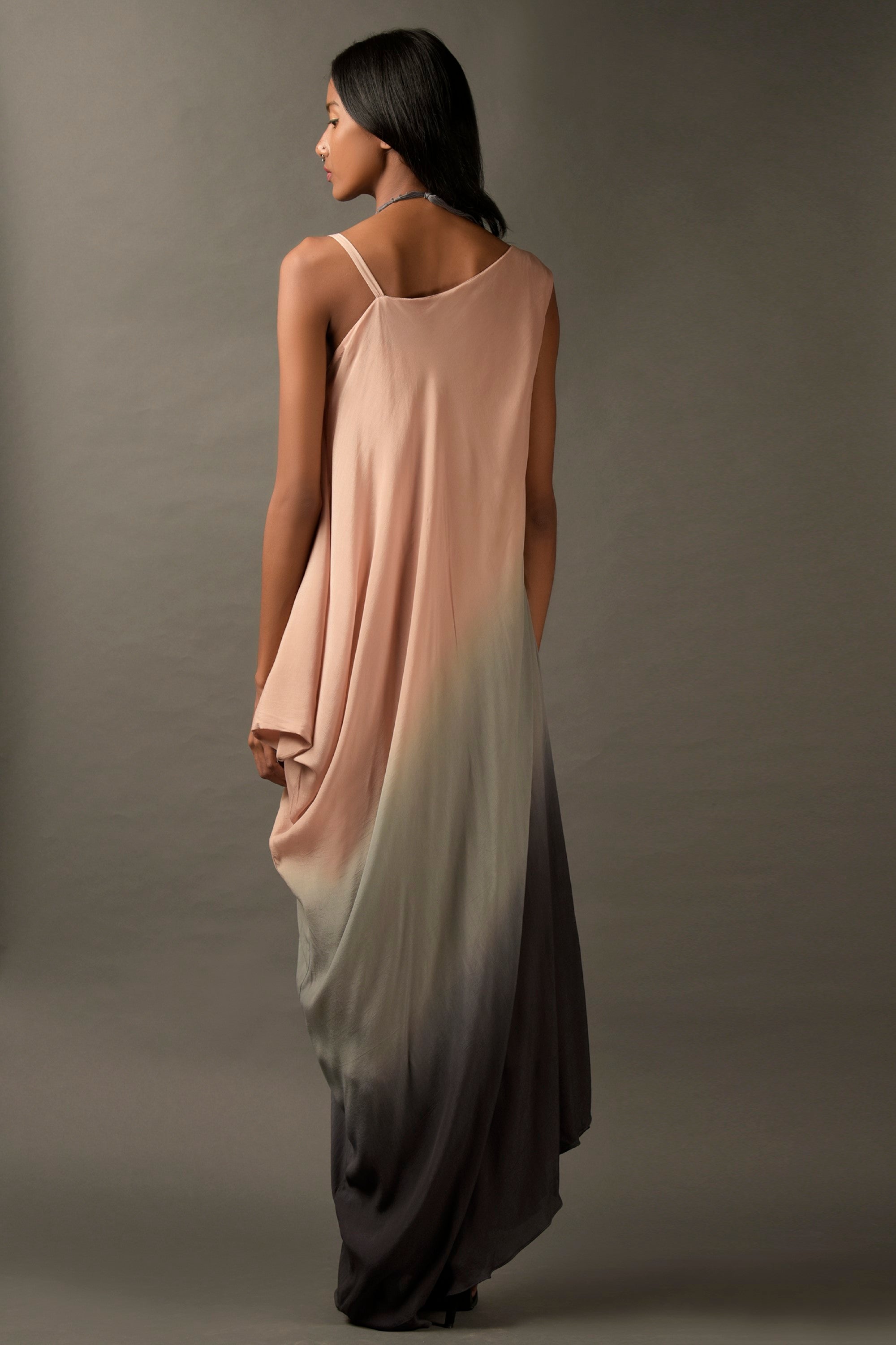 Pink & Grey Ombre Georgette Dress