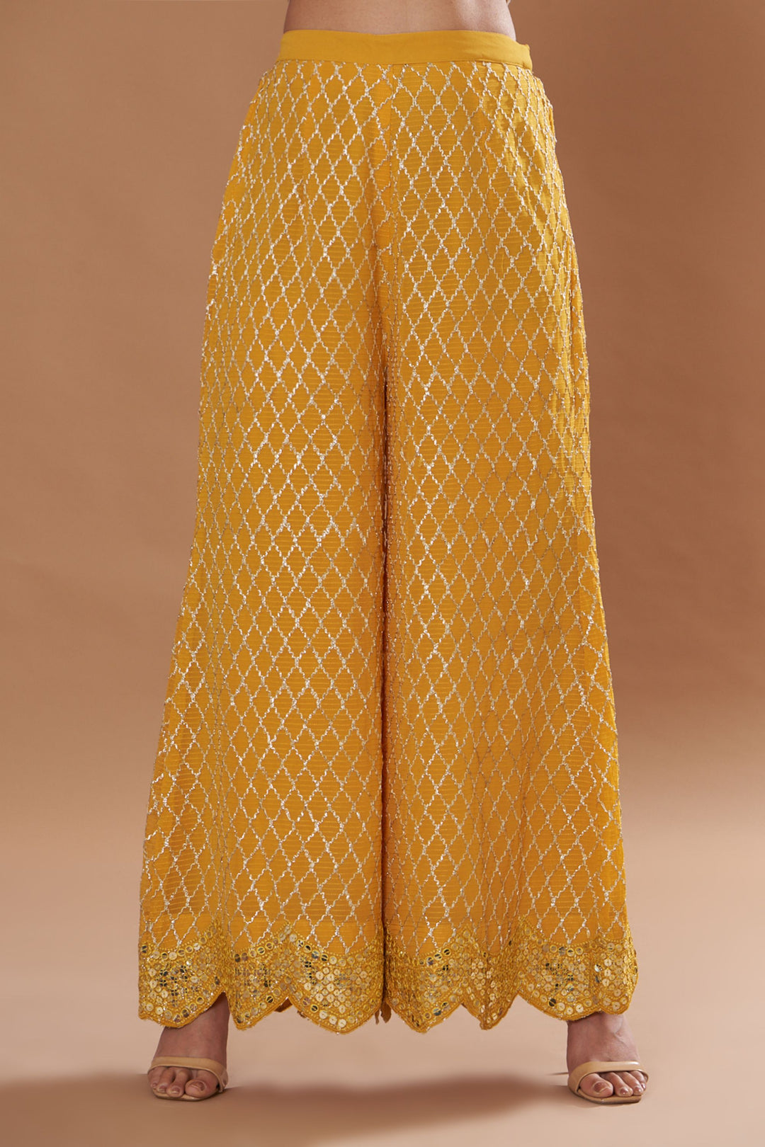 Haldi Yellow Gota Embroidered Sharara Set