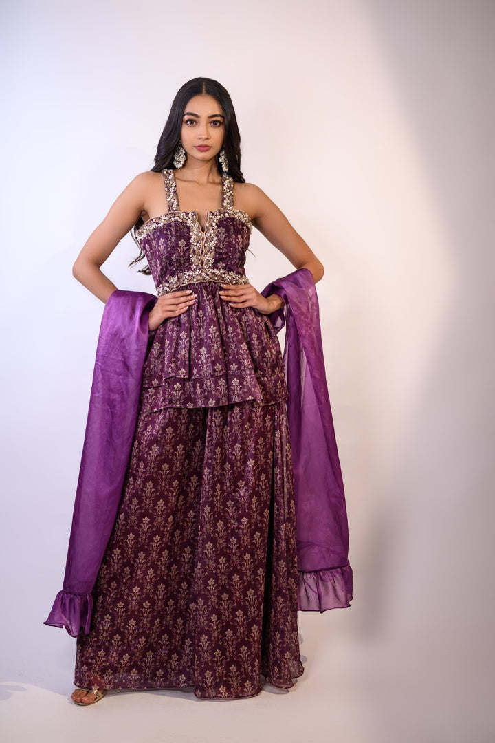 Purple Sharara Set