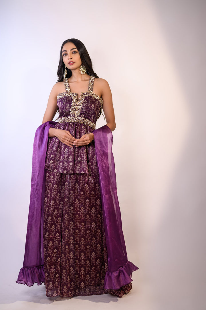 Purple Sharara Set