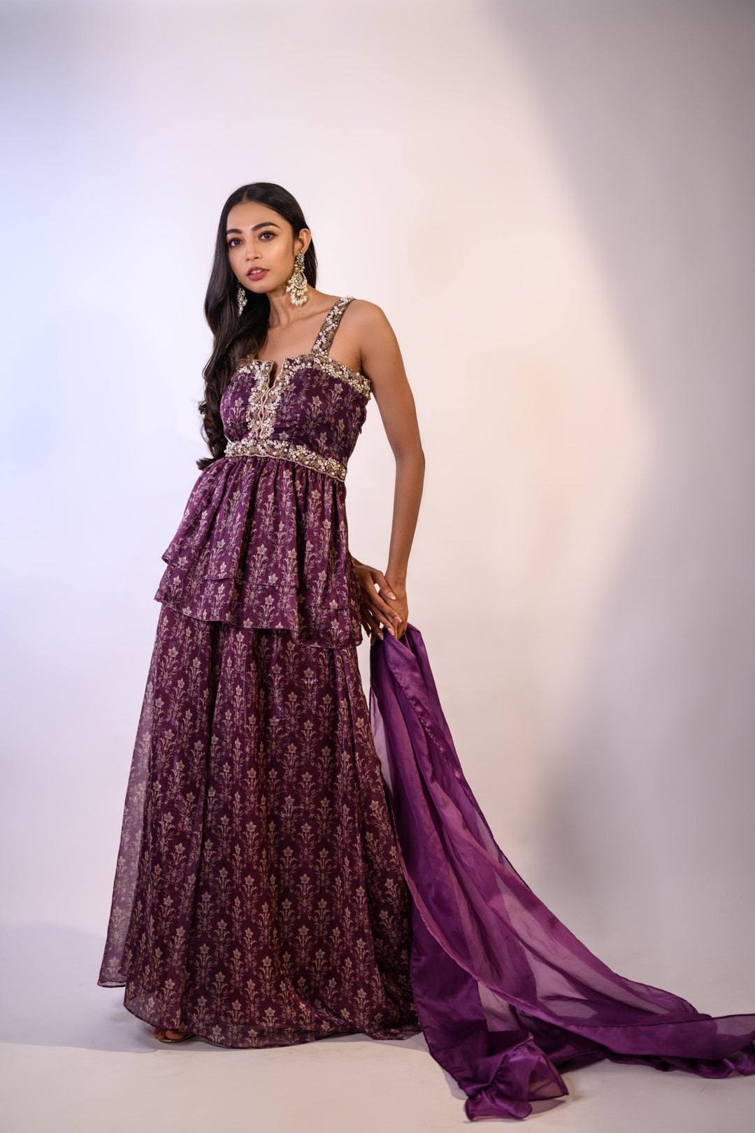 Purple Sharara Set